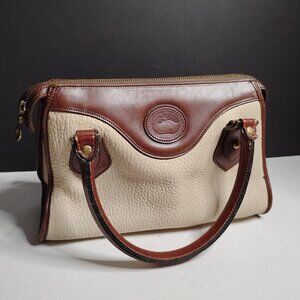 Vintage Dooney & Bourke Ivory and British Tan Leather Bag - Made in USA